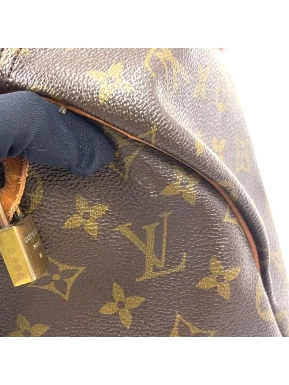 Louis Vuitton Speedy 30 Monogram Leather Brown Light Handbag Gold